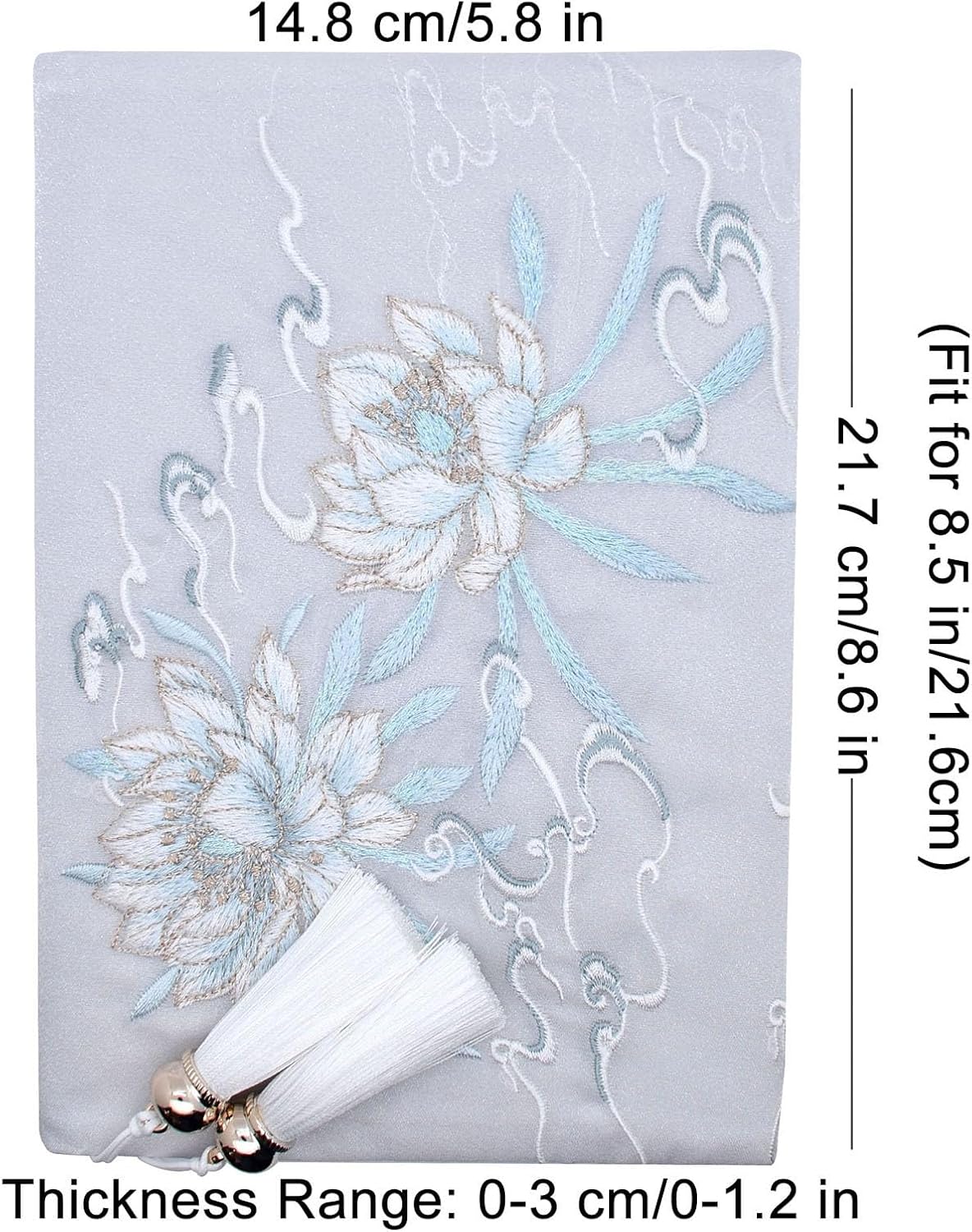 BLBMH Book Covers for Paperbacks Book Cover for Privacy Fit for 5.5x8.5 inch Embroidered Book Jacket Adjustable Book Sleeve Cover Fabric Softcover Protector for Notebook - Epiphyllum 8.5in