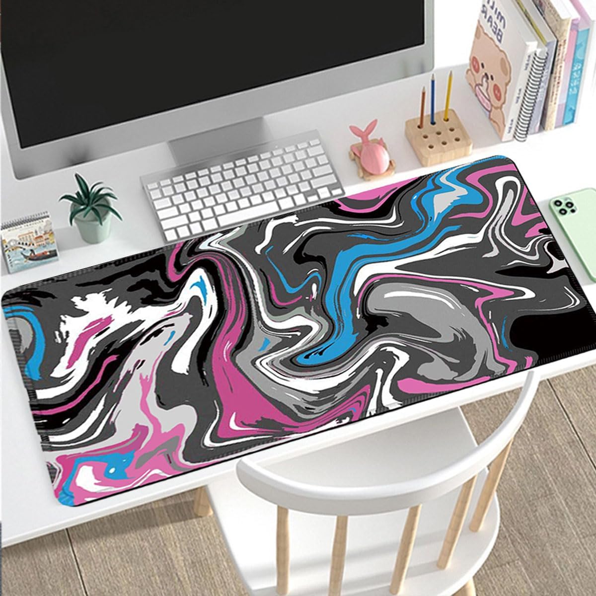 Large Gaming Mouse Pad with Non-Slip Base and Stitched Edges - Desk Mat for Keyboard and Mouse