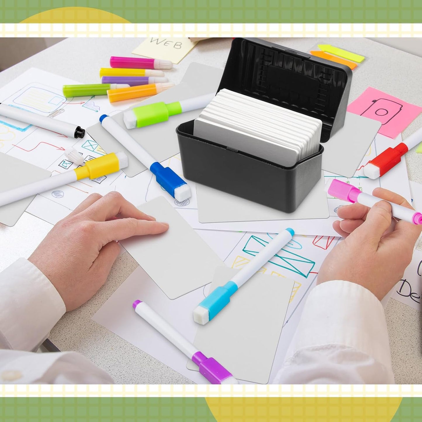 Harloon 100 Pcs Dry Erase Index Cards 4 x 6 Inch Laminated Reusable Dry Erase Note Cards Sheets for Office to Do List (White)