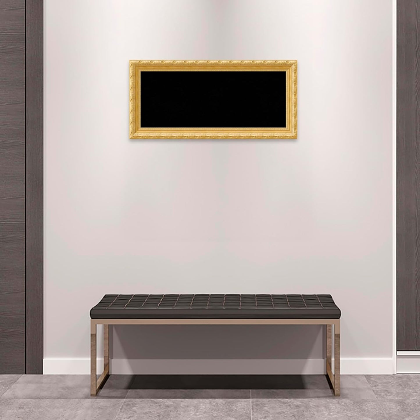 Amanti Art Black Cork Board for Wall, 16x34 Vision Board with Gold Wood Frame, Medium Corkboard Office Decor for Home Organization, Traditional Corkboard Pinboard to Display Items for Home