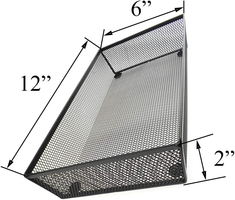 HAHIYO Stackable Mesh Tray Cup 12 x 6 x 2 inches Sturdy Container for Desk Drawer Organizer Collection for Home Office School kitchen Soft Foam Feet No Sharp Edges 1 Pack Black