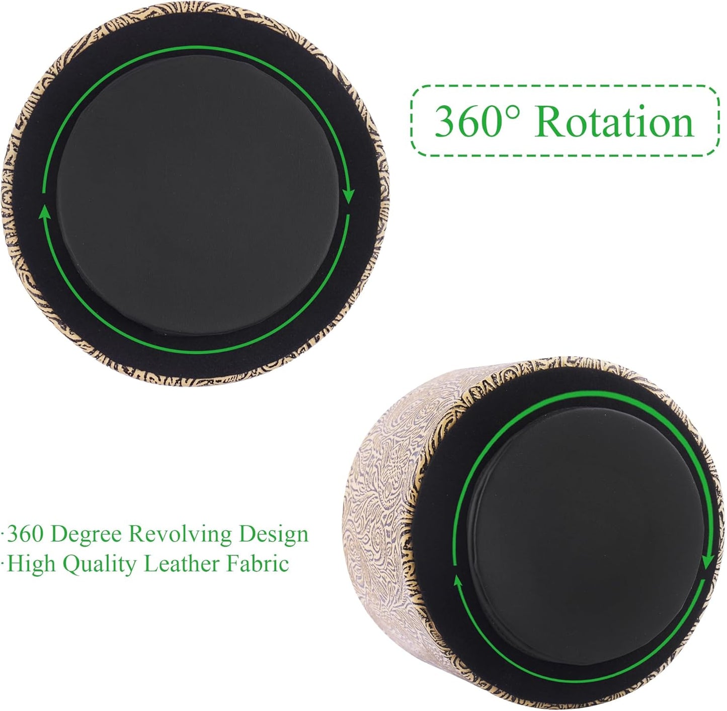 lizimandu Round Leather Art Supply Organizer,Remote Control Holder,360 Degree Spinning,Multi-Functional Pencil Holder,4 Compartments Desktop Stationary Organizer(1-Yellow Black)