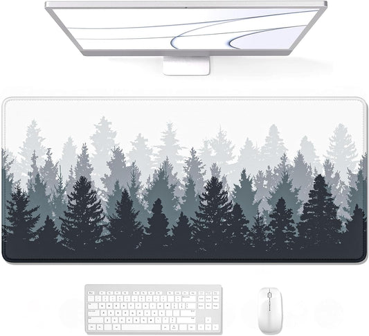 Auhoahsil Large Mouse Pad, XXL Gaming Mousepad, Desk Mat for Desktop, Thick Rubber, Big & Long Size, Stitched Edges, Full Desk Pad for Laptop & Computer, Extended 31.5 x 11.8 in, Ink Misty Forest