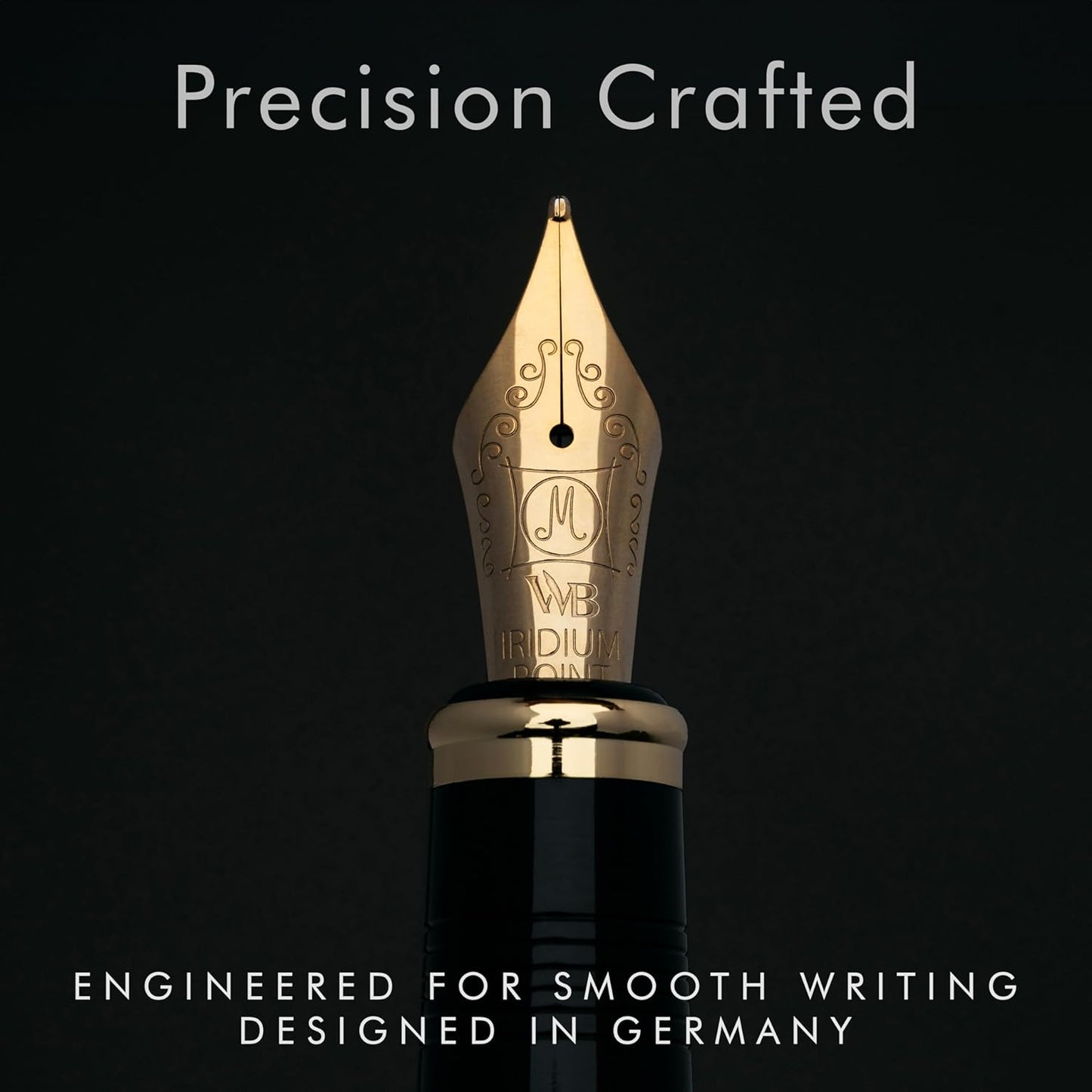 Wordsworth & Black Majesti Fountain Pen-(Black), Luxury Case, Gold Finish; 18K Gilded Medium Nib- Ink Cartridges, Refillable Ink Converter-Calligraphy Pen-Best Business Gift Set for Men & Women