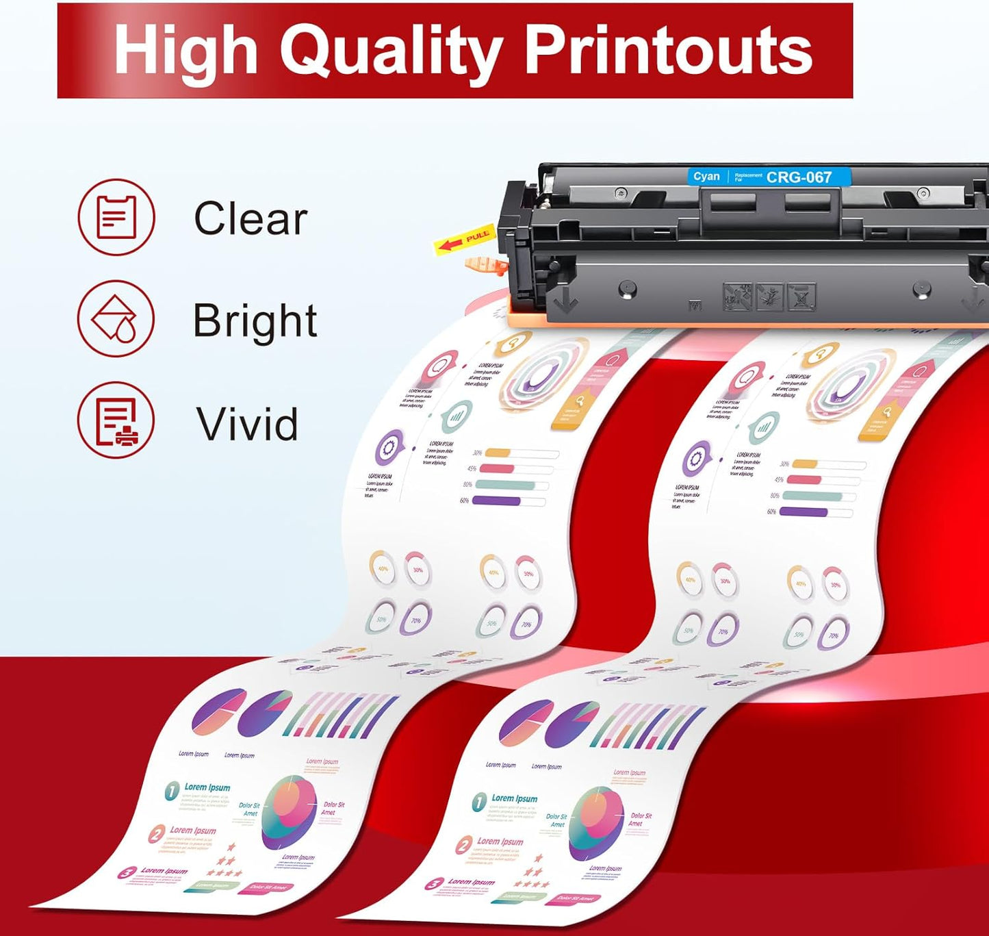 InkNI 067 067H Toner Cartridge Set Replacement for Canon 067 Toner Cartridge Set for Canon ImageCLASS MF656Cdw MF654Cdw LBP632Cdw LBP633Cdw MF653Cdw Printer Ink High Yield (Black Cyan Magenta Yellow)