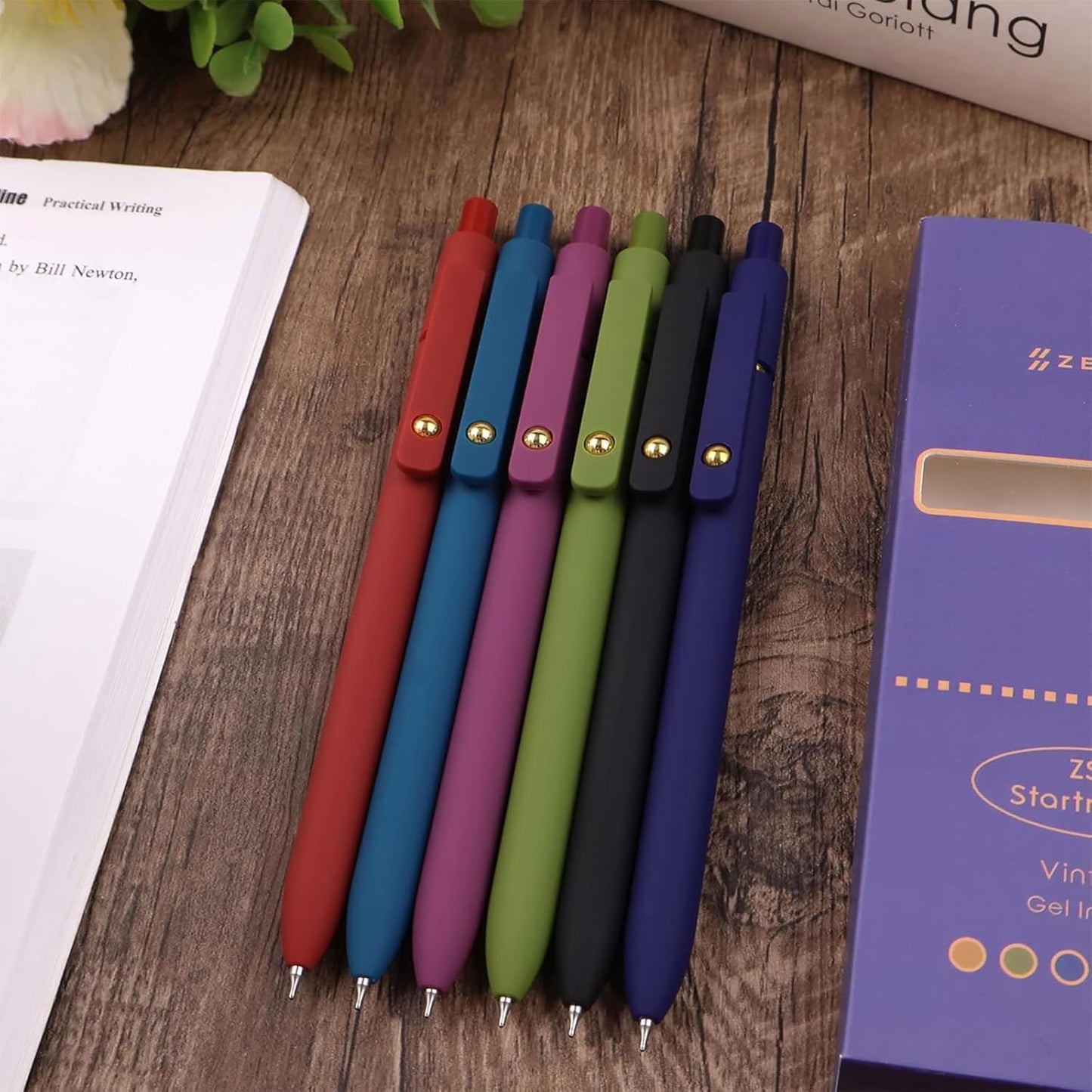 Colored Pens,6Pcs Colorful Gel Pens, Smooth Writing For Journaling, 0.5mm Fine Point,Ballpoint for Office School Supplies,Gifts for Women Men Student(Vintage)
