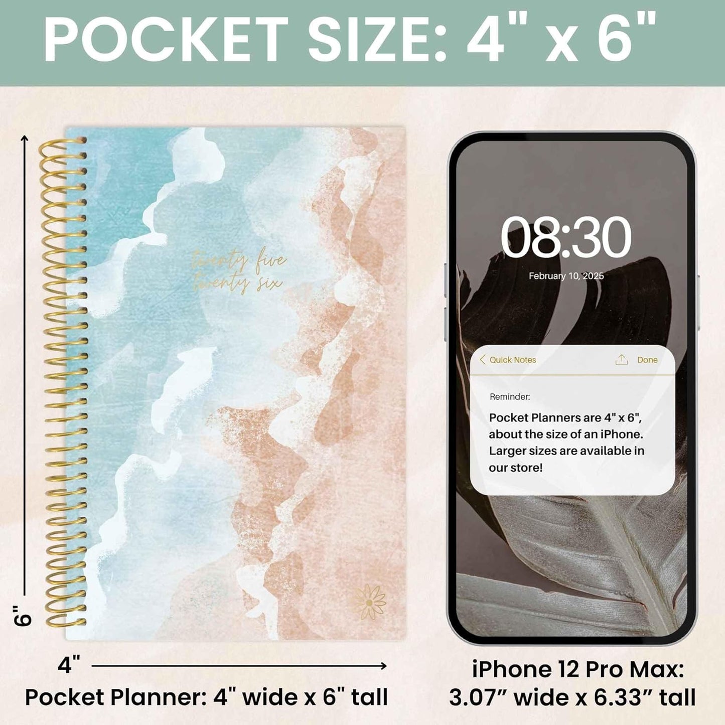 bloom daily planners 2025-2026 Academic Year Pocket Planner (July 2025 - July 2026) - 4” x 6” MINI Weekly Monthly Agenda Organizer & Calendar Book - Ocean Oasis