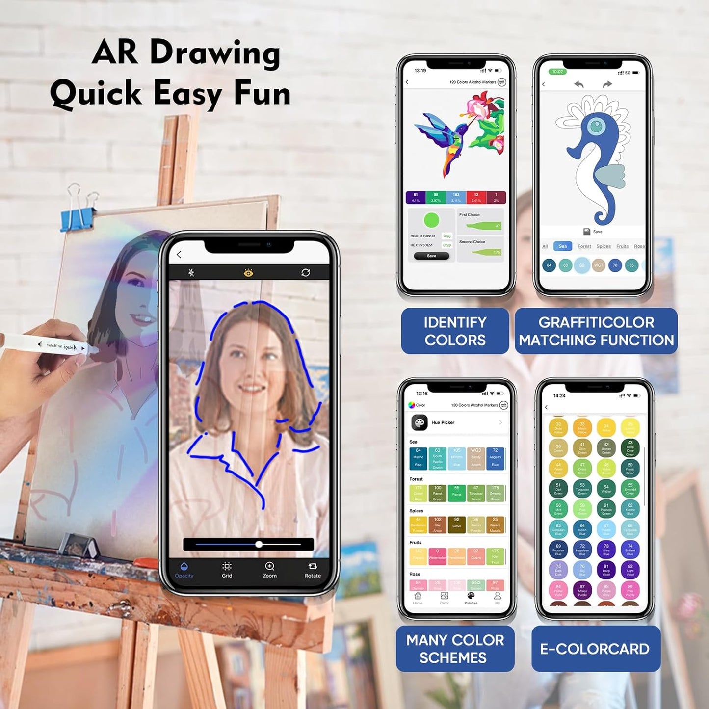 YHC 240 Colors Alcohol Markers for Artists, Free APP for Coloring, Dual Tips Alcohol-Based Markers for Drawing,Painting and Sketching, Great Gift Idea for Kids and Adults