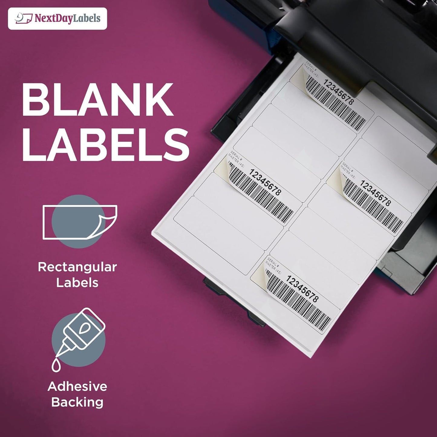 NextDayLabels – 4" x 1-1/3" Rectangular Sticker Labels for Printer - White Laser/Inkjet Printer Labels Return Address Labels Shipping Label Stickers (100 Sheets, 14 Per Sheet, 1400 Labels)