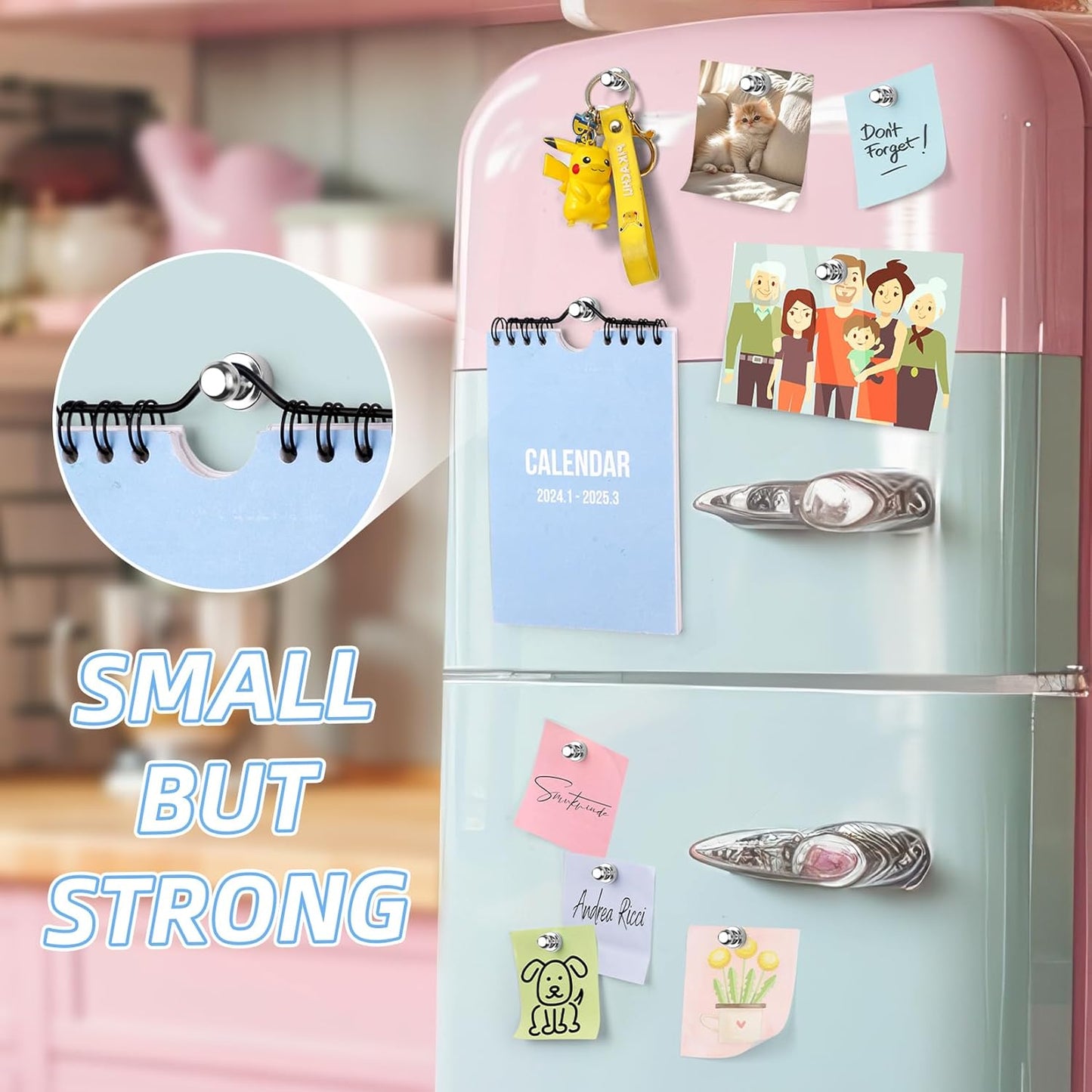 VNDUEEY 20Pcs Fridge Magnets Refrigerator Magnets, Strong Whiteboard Magnets, Small Push Pin Magnets for Whiteboard, Kitchen, Office, Classroom and Map, Silver