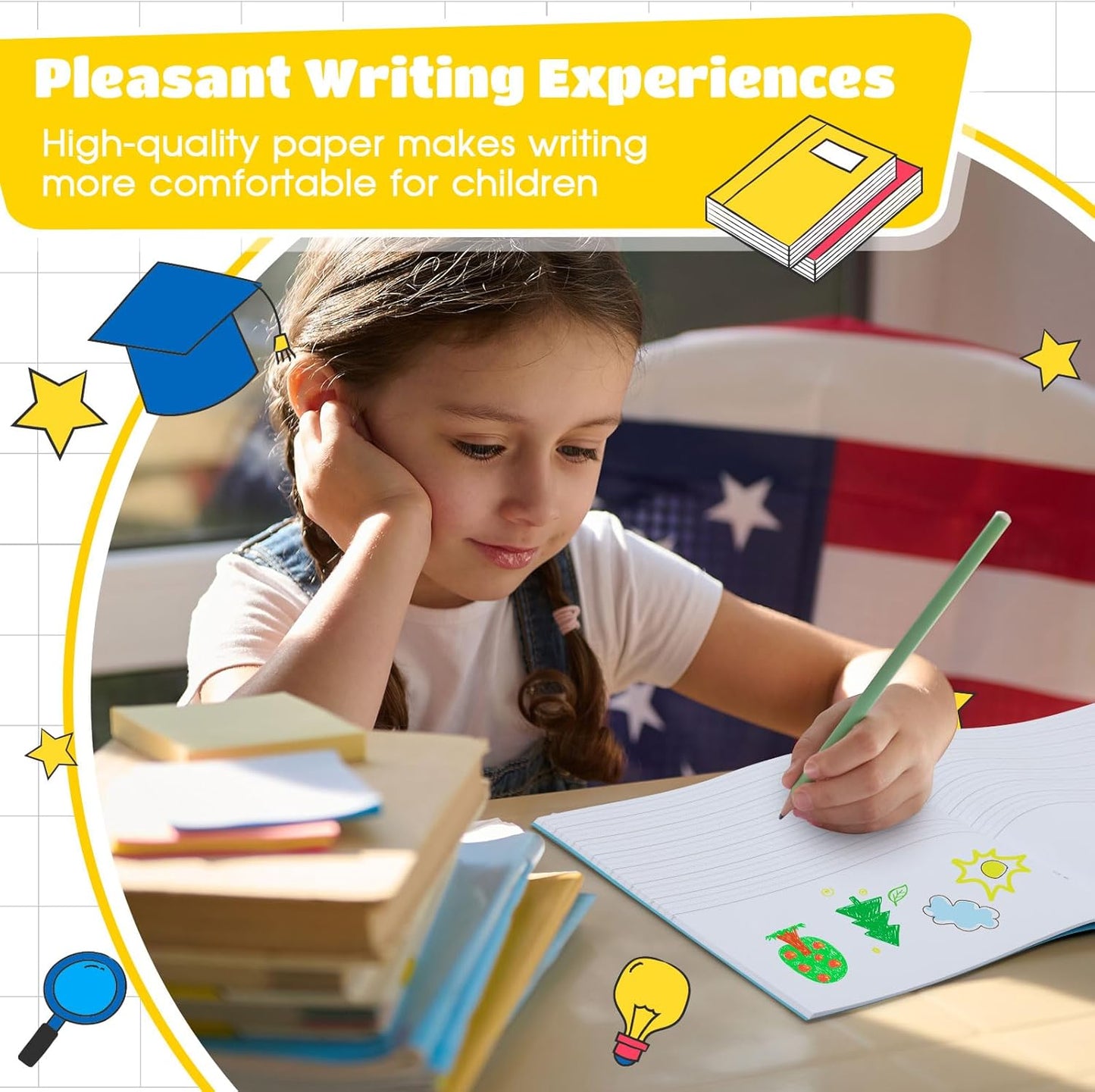 Henoyso 24 Pcs Primary Composition Notebook K-2 9 3/4 x 7 1/2 Inch Primary Journal, Back to School Supplies, Bulk Blank Writing Book for Kid to Write Draw Journal 60 Page Notebooks (Light Color)