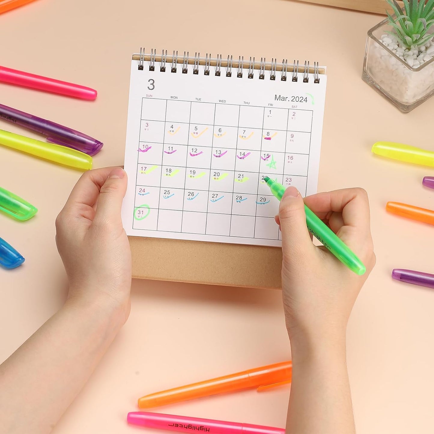 BESARME 240 Pack Assorted Colors Highlighters Bulk 6 Colors Fluorescent Markers for Home School Office