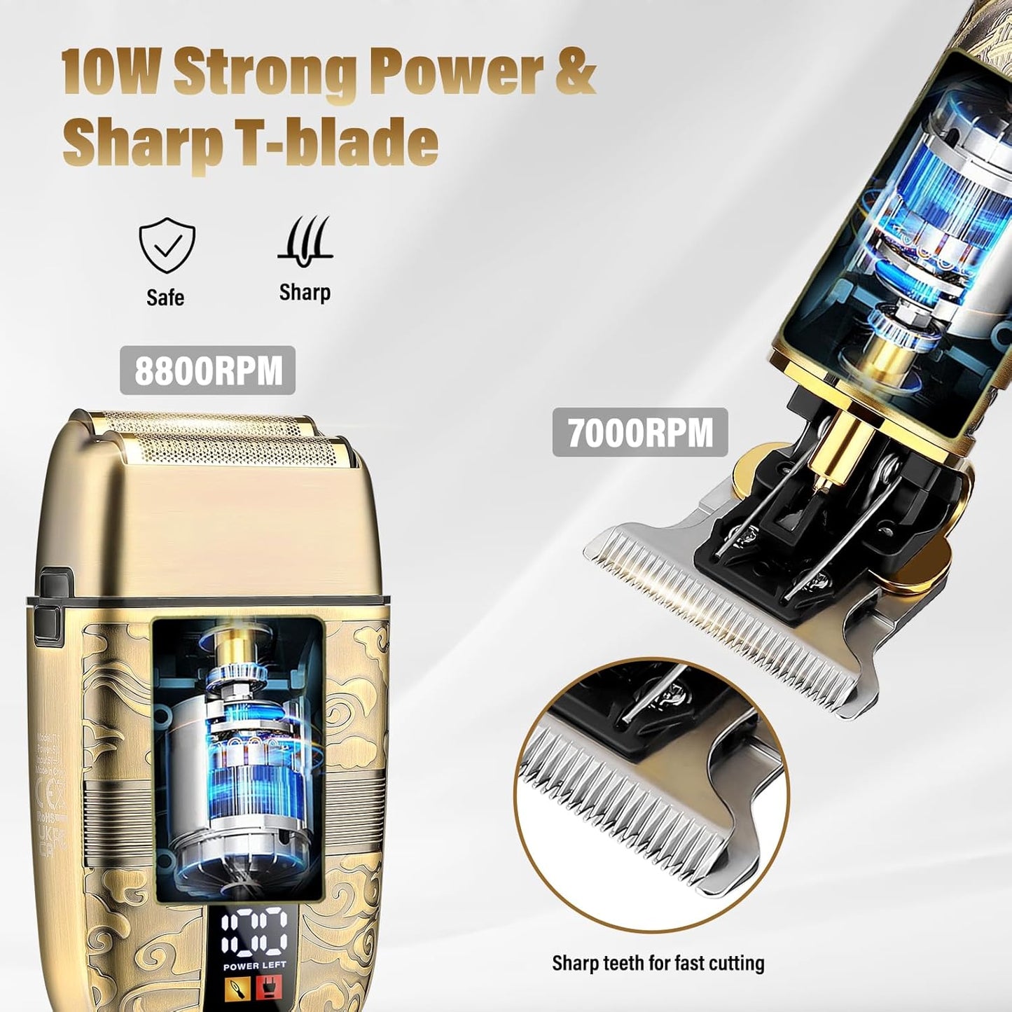 Professional Hair Trimmer Hair Clippers for Men, Nose Hair Trimmer Men's Shaver Set,Cordless T-Blade Beard Trimmer Barber Clippers,Electric Foil Shavers Razor for Men Haircutting Kit