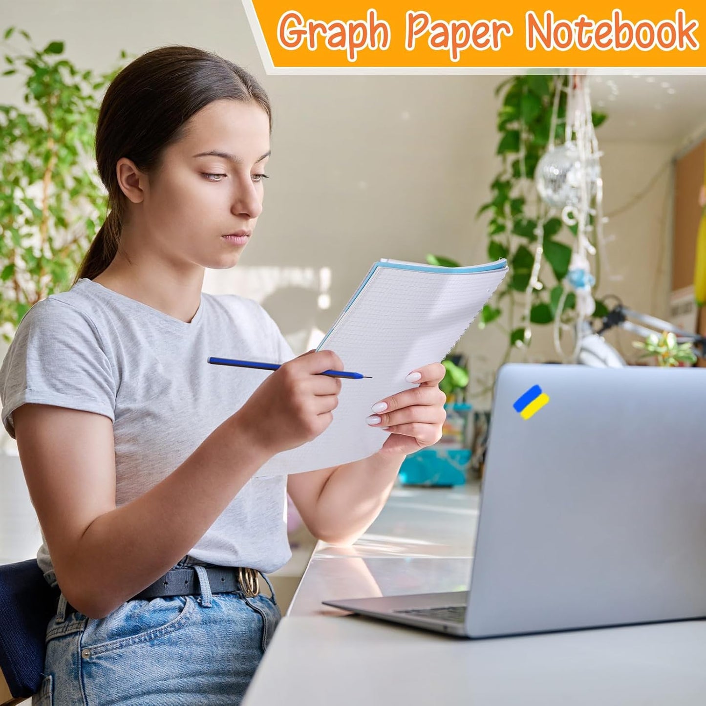 Jetec 9 Pack Graph Paper Spiral Notebook 8x10.5 Inch Quad Ruled Grid Notebooks 70 Sheets Graphing Paper for Math, Engineering, Work, School, and Lab, 5 Squares/inch, 3 Colors