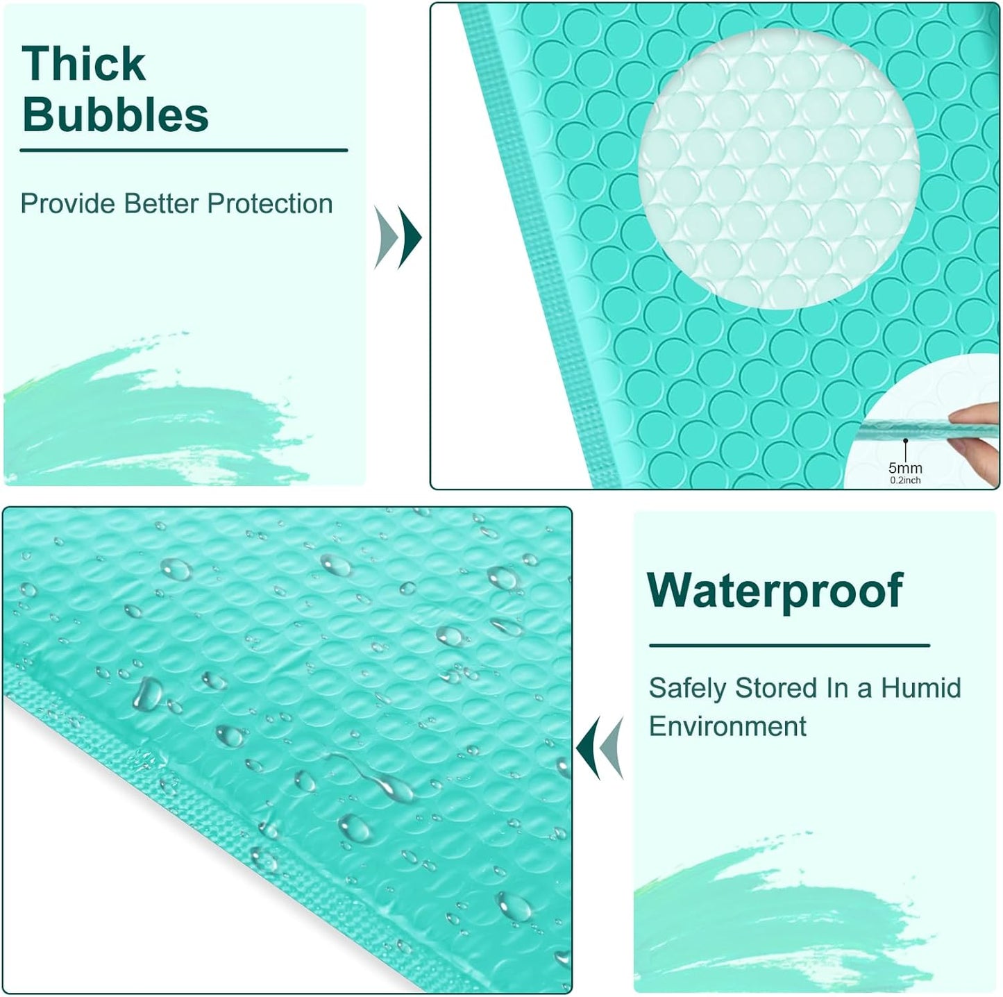 Poly Bubble Mailers 8.5x12 Inch, 25 Pack Padded Envelopes for Shipping, Package Envelopes with Self Seal Adhesive, Waterproof Padded Mailers (Teal, Bulk #2)