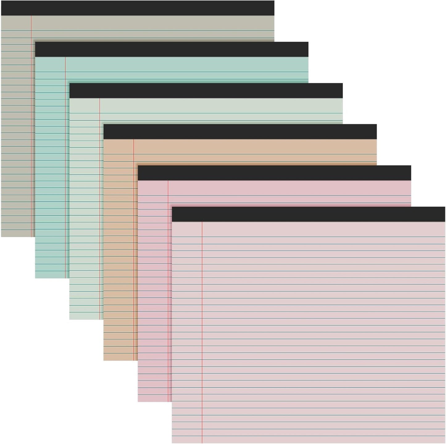 Lincia 6 Pcs 11" x 9.5" Legal Pads College Ruled Notepad Landscape Notebook Horizontal Lined Notebook 80 Gsm Assorted Colors Paper Pastel Writing Pads for School Office, 40 Sheet (Boho Color)