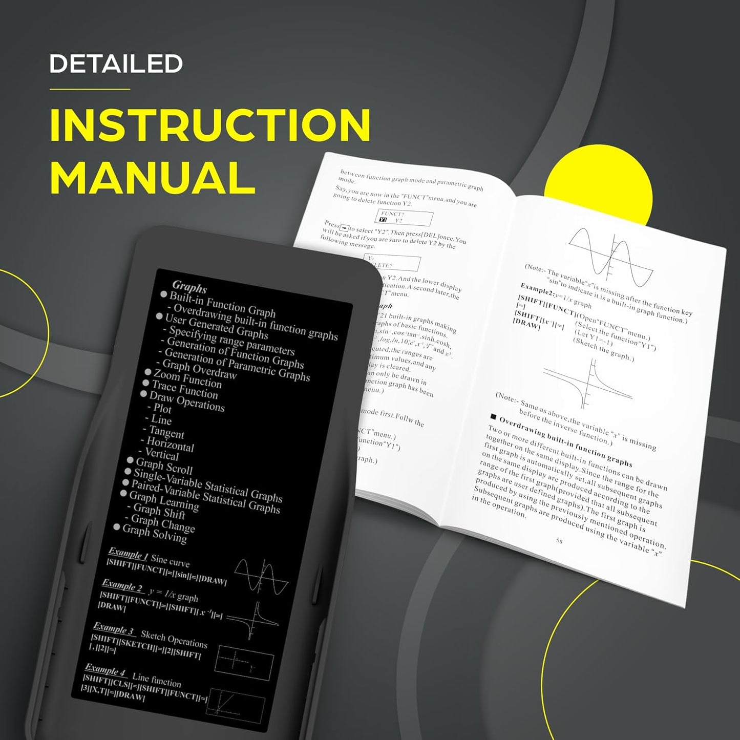 TOVO Scientific Calculator with Graphing Functions, Multiple Modes, 360 Functions, Large Screen, Intuitive Interface for Beginners, High School & Advanced Courses, TS-259 (Developed by CATIGA)