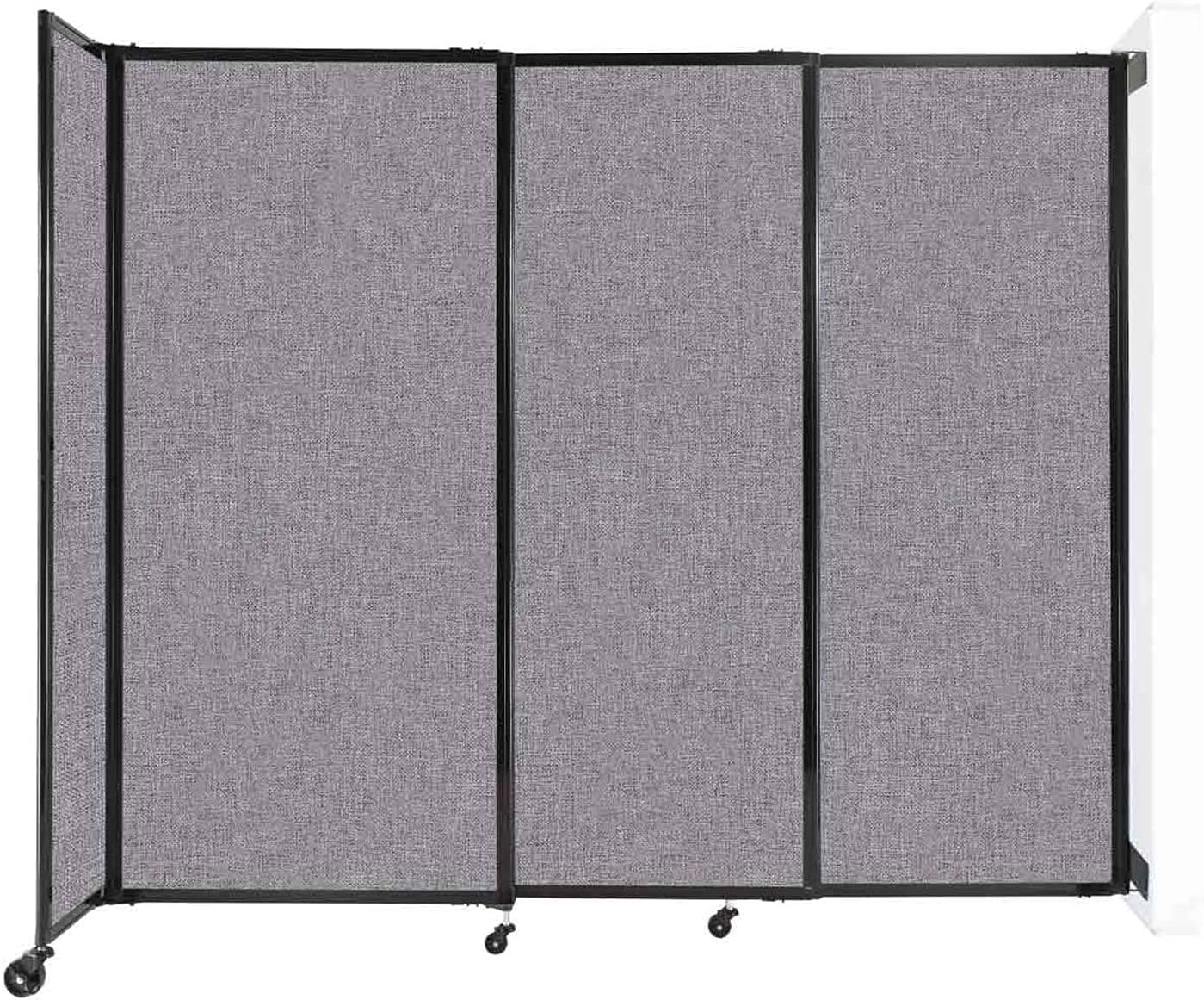 Wall-Mounted Sliding StraightWall Room Divider | Adjustable Widths | Locking Wheels | Room Separator | Up to 7'2" Wide x 6' Tall Cloud Gray Fabric Panels
