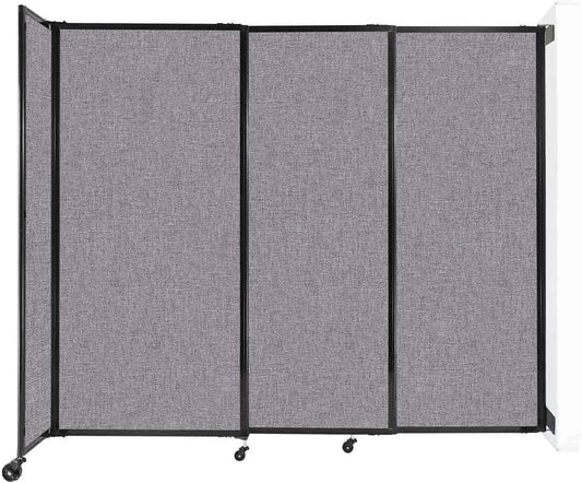 Wall-Mounted Sliding StraightWall Room Divider | Adjustable Widths | Locking Wheels | Room Separator | Up to 7'2" Wide x 6' Tall Cloud Gray Fabric Panels