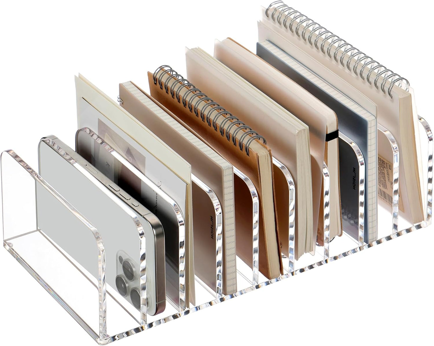 SANRUI Clear Desk Mail Organizer, 9 Compartments Acrylic Office Document Sorter File Storage Holders, Multifunction Letter Folder Racks Holders for Office,Home, School Desktop Organization