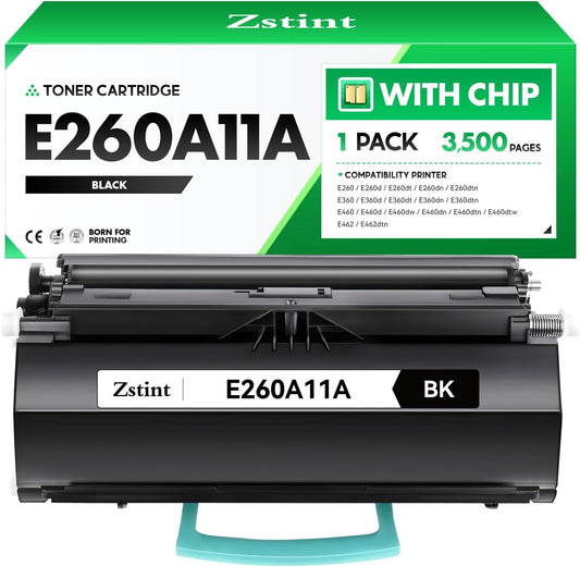 E260A11A Black Toner Cartridge with chip High Yield 1-Pack Replacement for Lexmark E260A11A Compatible with E260 E360 E460 E462 E260d E260dn E260dt E260dtn E360d E360dn E460d E460dw E462dtn Printer