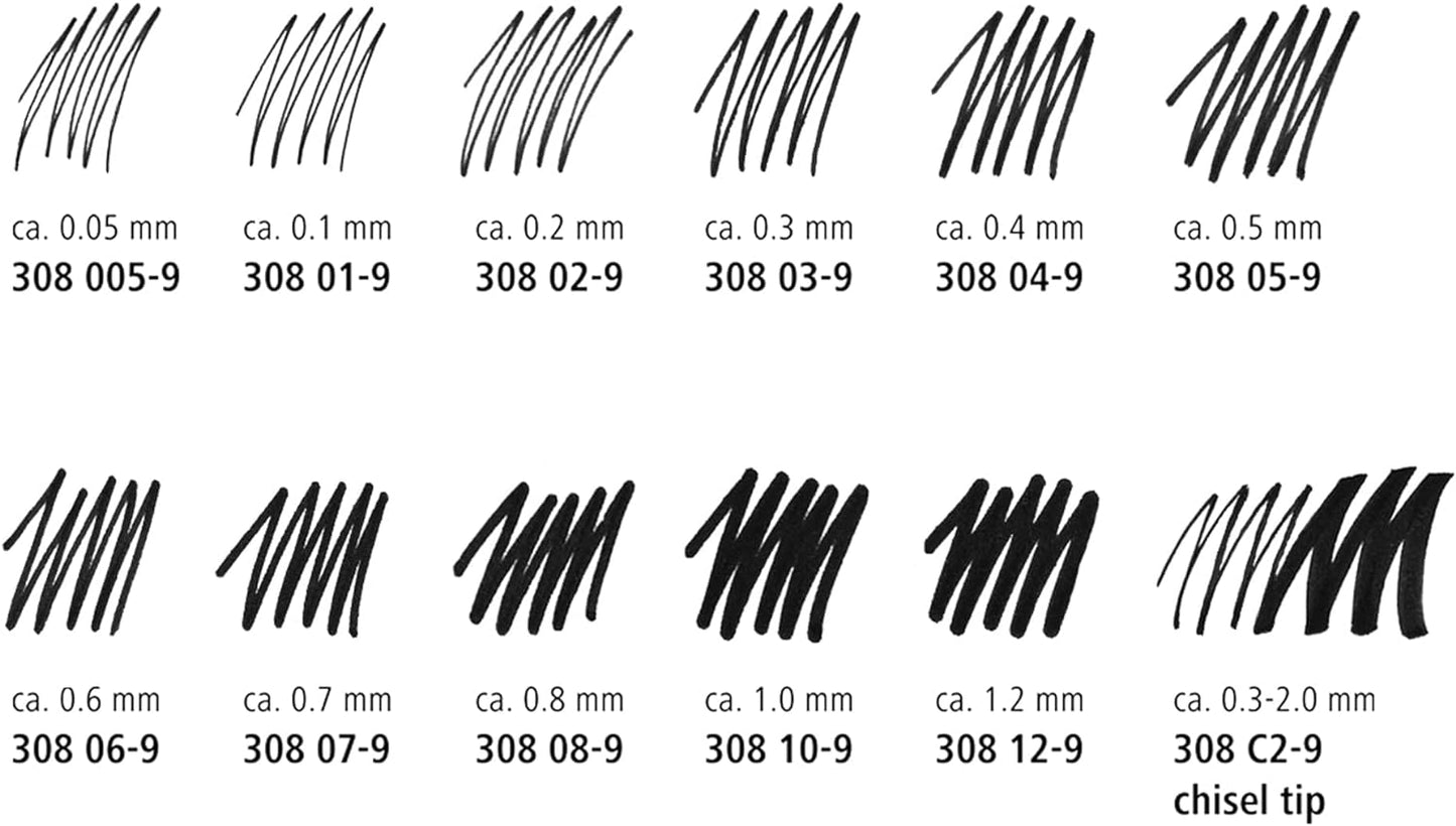 STAEDTLER Pigment Liner, Fineliner Pen for Drawing, Drafting, Journaling, 0.1mm, Black, Box of 5 Pens, 308 01-9M