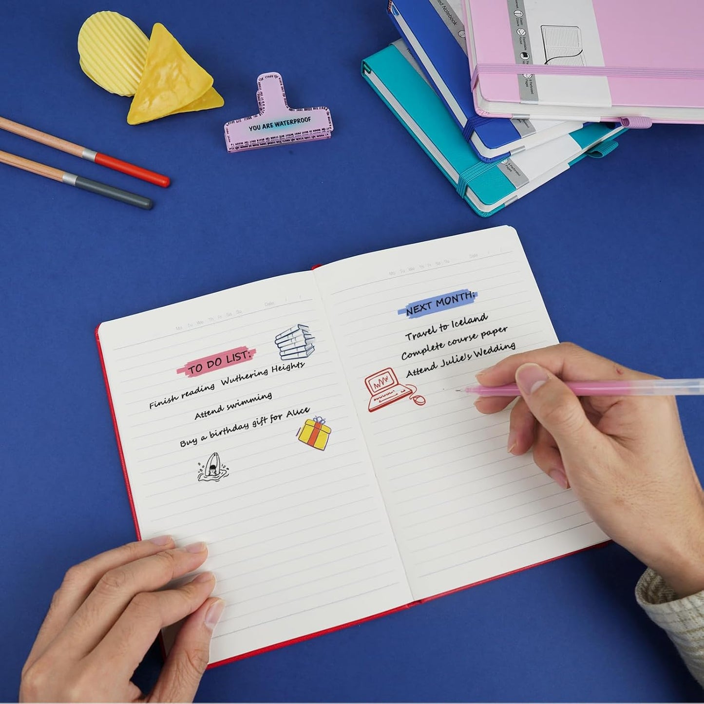 Lined Journal Notebooks for Work, Travel, College, A5 Size 100 GSM Thick Paper, Classic Ruled Journaling Notebook, Hardcover Notepad for Writing 160 Pages, 5.5 x 8.3 inch, Black