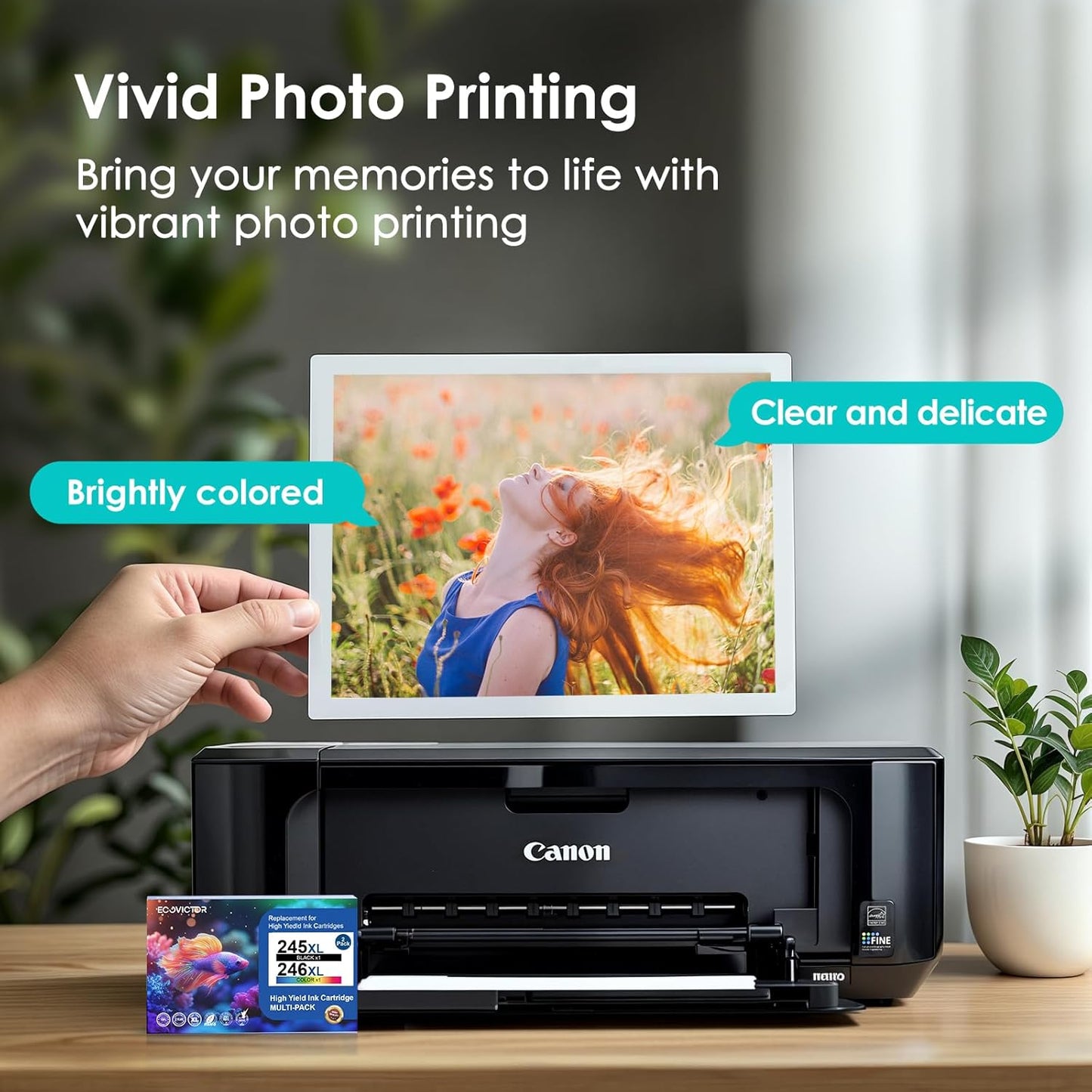 Eco-Friendly Ink Cartridge Replacement for Canon 245XL 246XL Black and Color Combo 2 Pack 245 246 PG-245 CL-246 XL for PIXMA TR4520 TR4522 TR4500 TS3320 MX492 MG2522 MG2920 MG3029 Printer