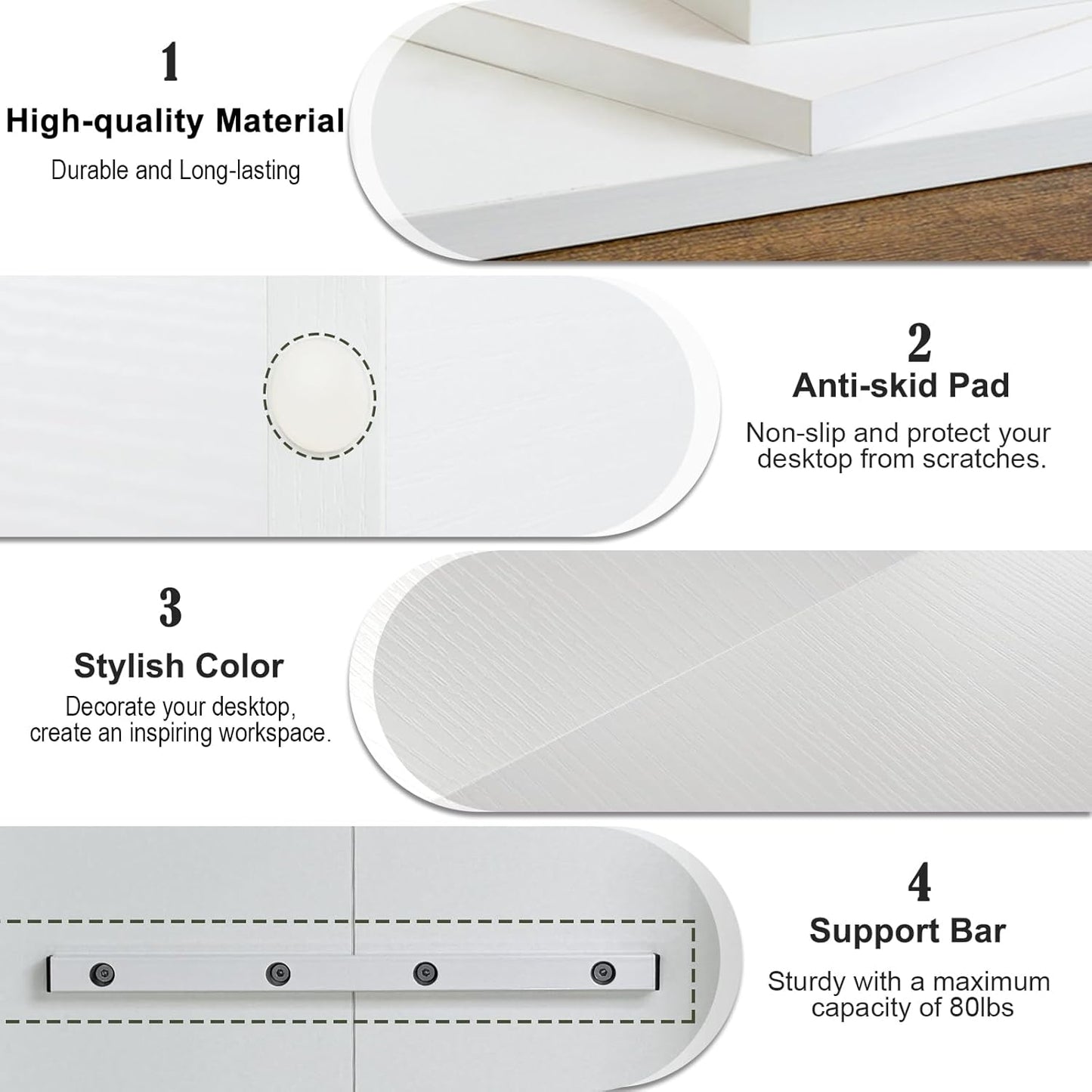 TEAMIX 2 Tier White Monitor Riser Stand, Wood Desktop Stand with storage for Laptop/PC/Printer/Keyboard, TV Stand Shelf Home Office Desk Accessories