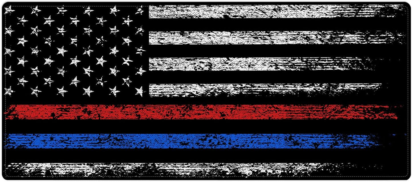 Extended Large Gaming Mouse Pad Red Blue American Flag XXL Size Keyboard Mouse Mat Desk Pad with Non Slip Rubber Base Stitched Edges Office Decor for Women Girls Men,35.4 x 15.7inch