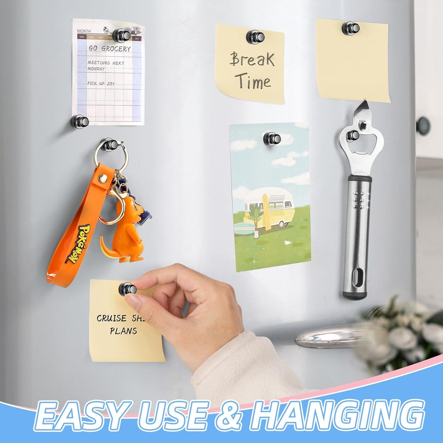 VNDUEEY 30Pcs Strong Fridge Magnets, Black Whiteboard Magnets Refrigerator Magnets, Magnetic Push Pin, Small Metal Magnets for Locker, Map, Kitchen, Office, School, Adults