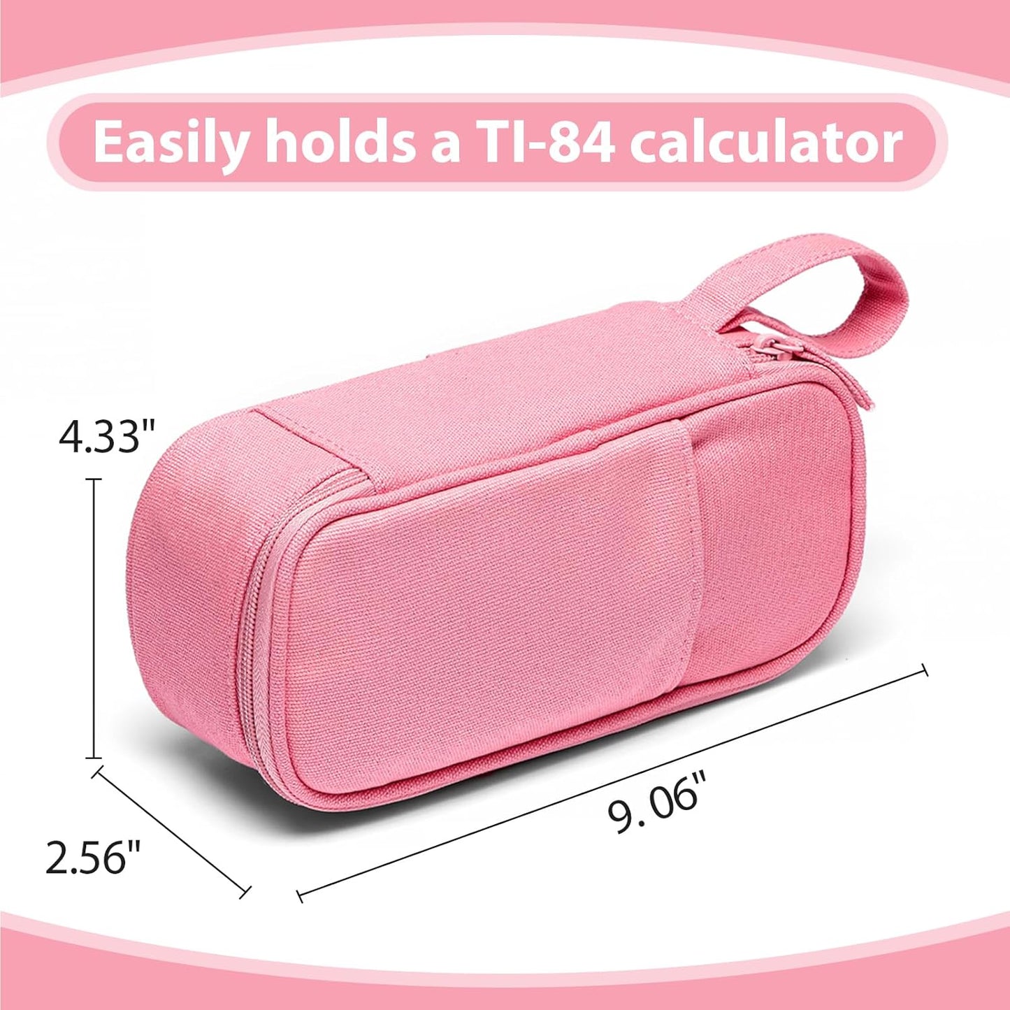 Pencil Case Pouch Box Bag School Supplies Girls Boys Kids, Cute Preppy Stuff Large Big Capacity Aesthetic Pen Organizer, Back to College Stationary, Rosy Pink, Heavy Duty Canvas, 1800ml