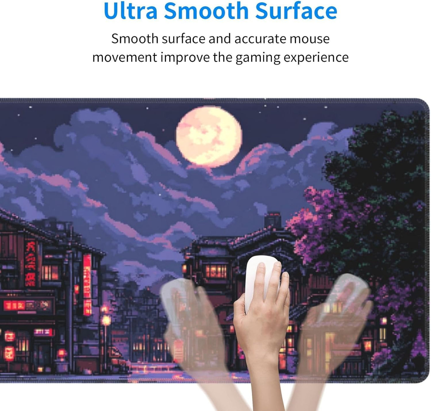 Night Mouse Pad 31.5 X 11.8 Inch Big Desk Rubber Base Stitched Edges Keyboard Pad XXL Mouse Mat for Home Game and Office