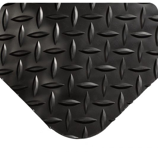 Wearwell 414.1516x3x46BK Diamond-Plate SpongeCote UltraSoft Mat, 46' Length x 3' Width x 15/16" Thick, Black