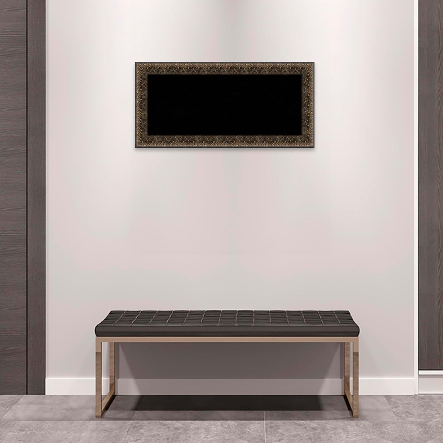 Amanti Art Black Cork Board for Wall, 17x35 Vision Board with Black Wood Frame, Medium Corkboard Office Decor for Home Organization, Traditional Corkboard Pinboard to Display Items for Home