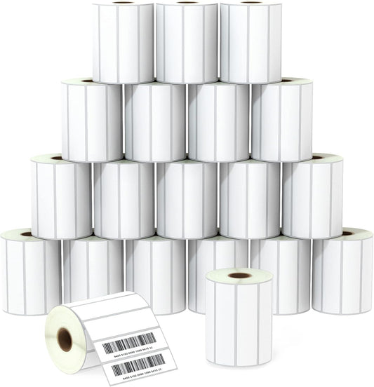 BETCKEY - 4" x 1" (102 mm x 25 mm) Multipurpose Labels Compatible with Zebra & Rollo Label Printer,Premium Adhesive & Perforated [20 Rolls, 27500 Labels]