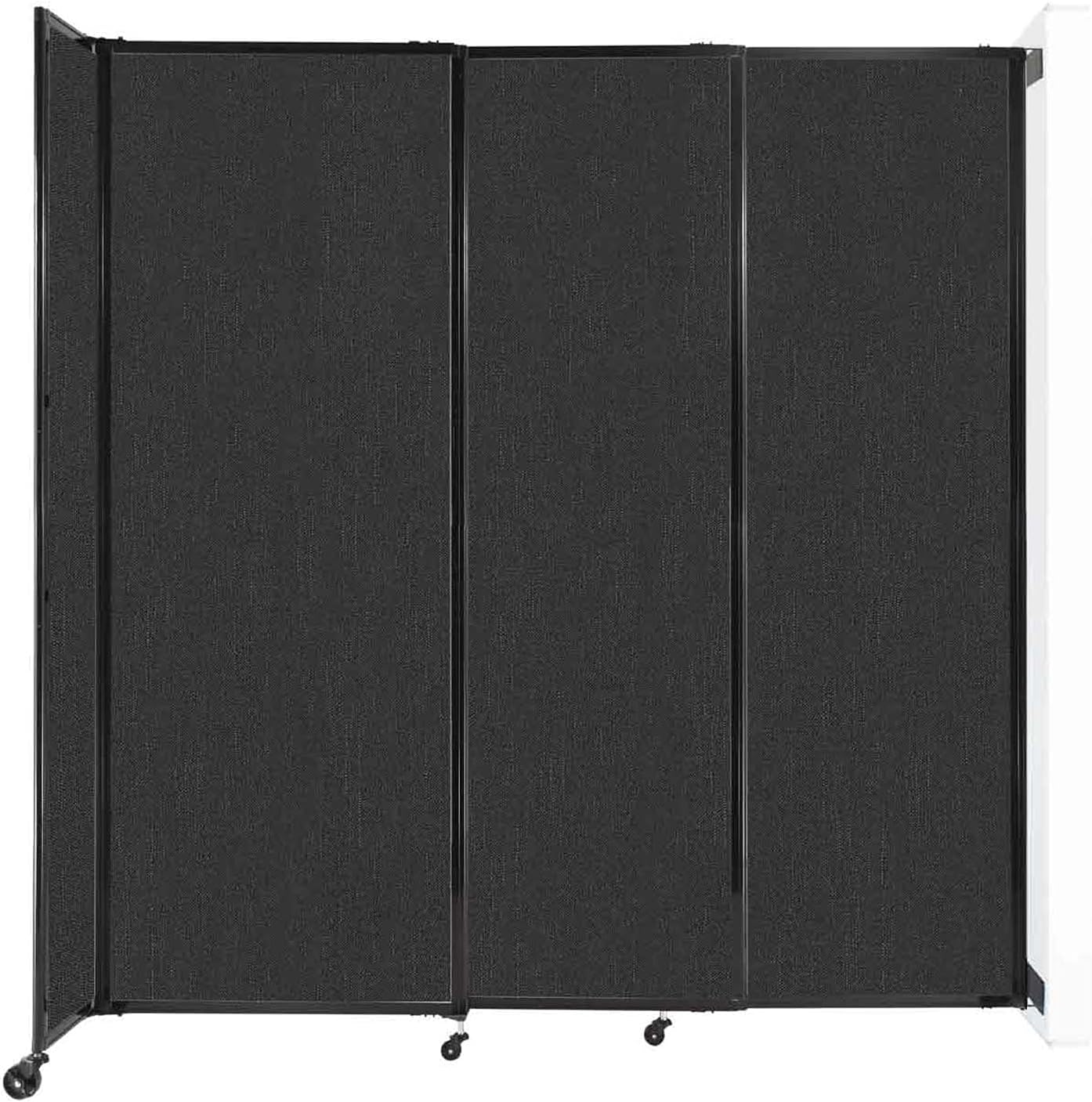 Wall-Mounted Sliding StraightWall Room Divider | Adjustable Widths | Locking Wheels | Room Separator | Up to 7'2" Wide x 7'6" Tall Black Fabric Panels