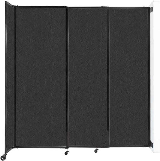 Wall-Mounted Sliding StraightWall Room Divider | Adjustable Widths | Locking Wheels | Room Separator | Up to 7'2" Wide x 7'6" Tall Black Fabric Panels