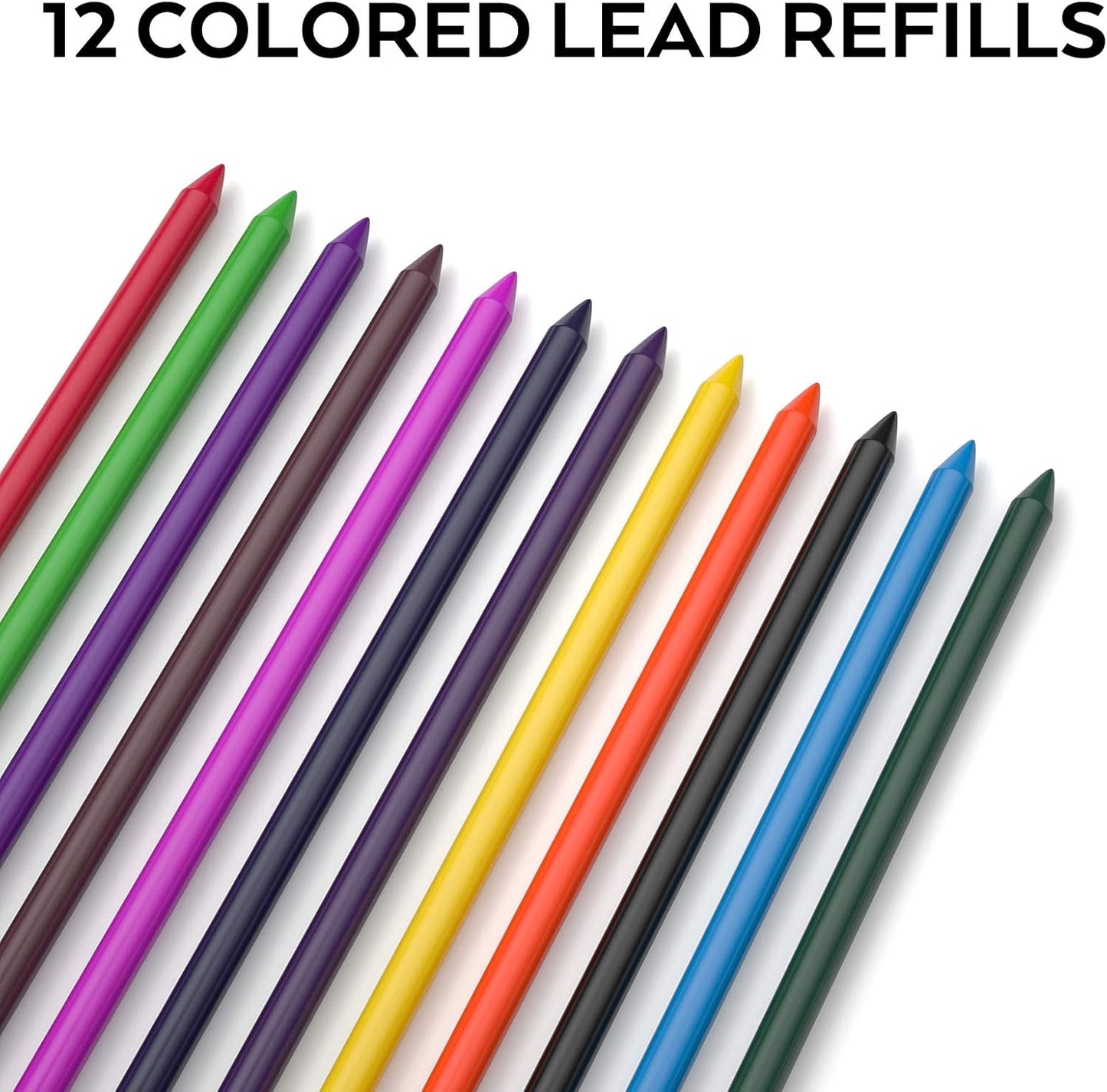 Nicpro 11 Pieces Colors 2mm Mechanical Pencil Set, 3 PCS Carpenter Drafting Pencil 2.0 mm for Art Drawing Writing Sketching Construction with 6 Tube Pre-Sharpen 2B & Color Refill, Eraser, Sharpener