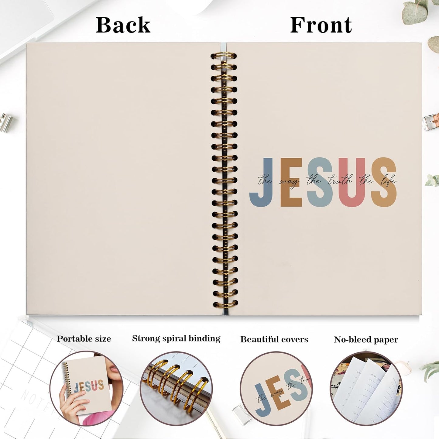 Bible Notebook, A5 Spiral Christian Journal with Floral Pink Butterfly Notebook, Bible Verse Jesus, Inspirational Notebooks for Women, Bible Study, Gift for Birthday Christmas, Office Supplies