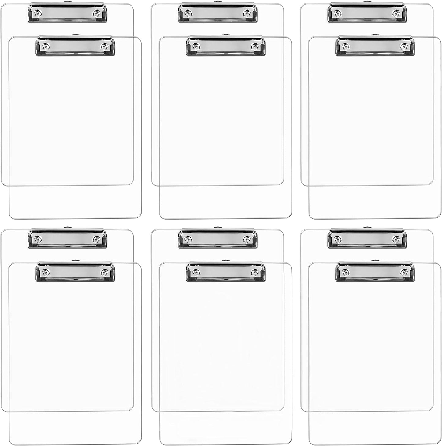 Plastic Clipboards (Set of 12) Transparent Clipboard (Clear) Strong 12.5 x 9 Inch | Holds 100 Sheets! Acrylic Clipboards with Low Profile Clip | Bulk Back to School Supplies for Teachers