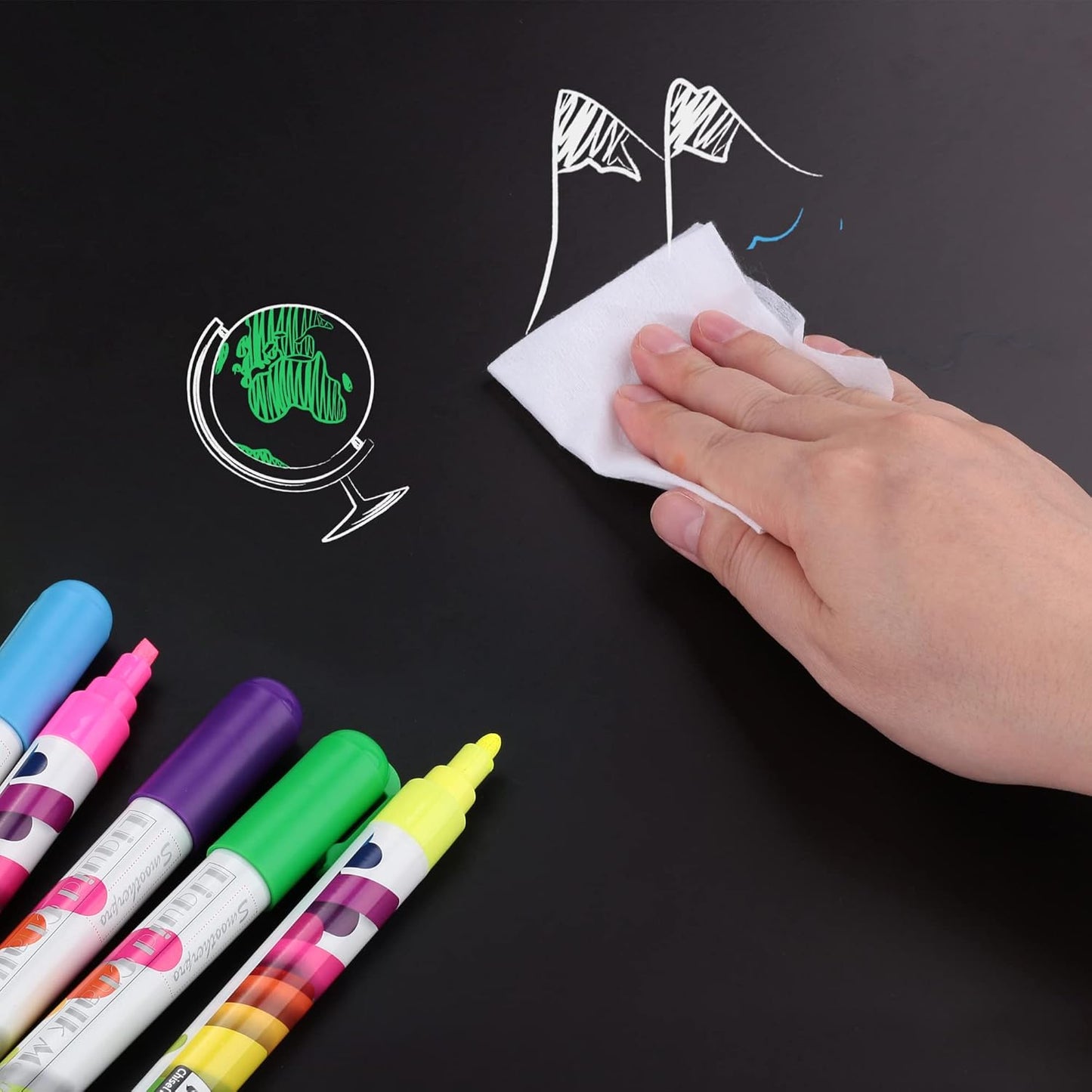 SMOOTHERPRO Liquid Chalk Marker Set 8 Colors 6mm Hightlight Blackboard Colorful Markers for Store Promotion, Menu Board, Art Decoration, Advertisement, Chalkboard (Multicolor)