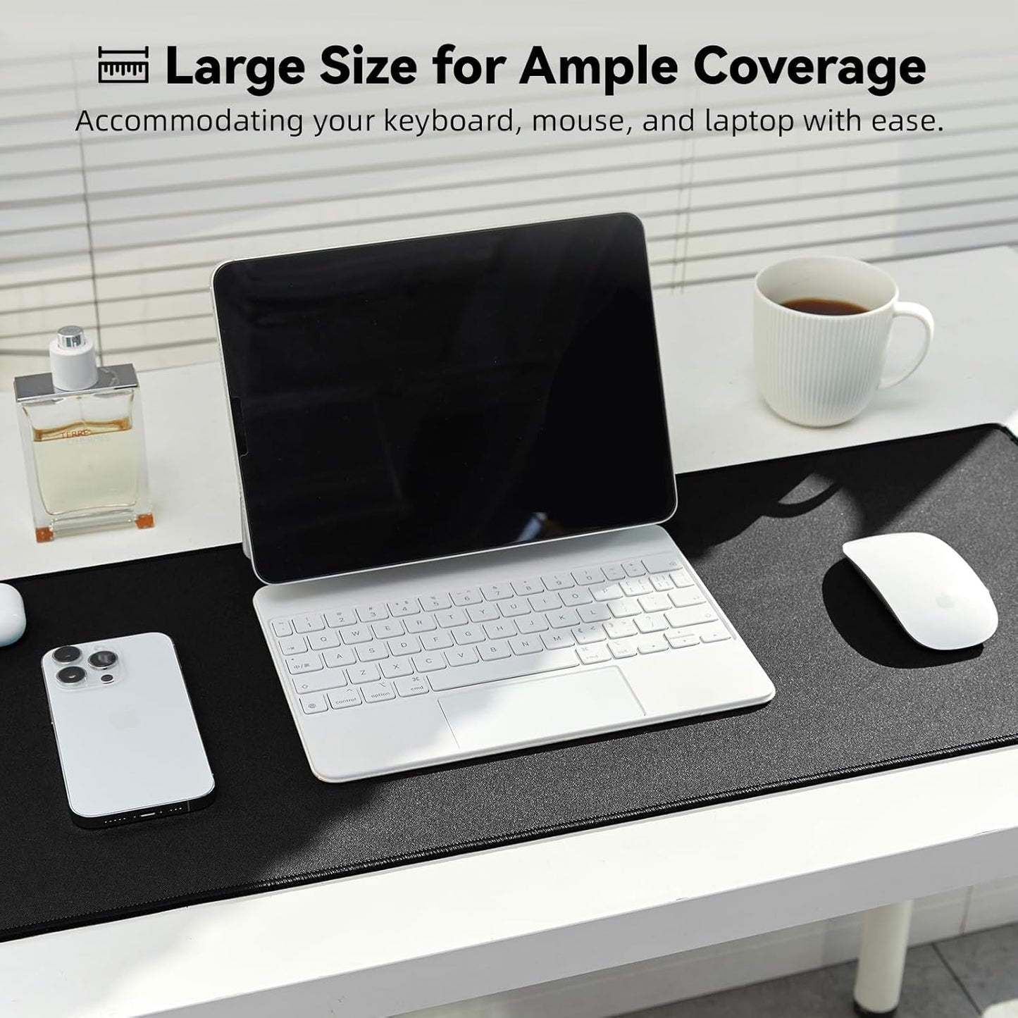 Large Gaming Mouse Pad with Durable Stitched Edges, Non-Slip Rubber Base, Big Computer Keyboard Mouse Mat Desk Pad for Home Office Gaming Work, 15.74"x35.43"x0.12", Black
