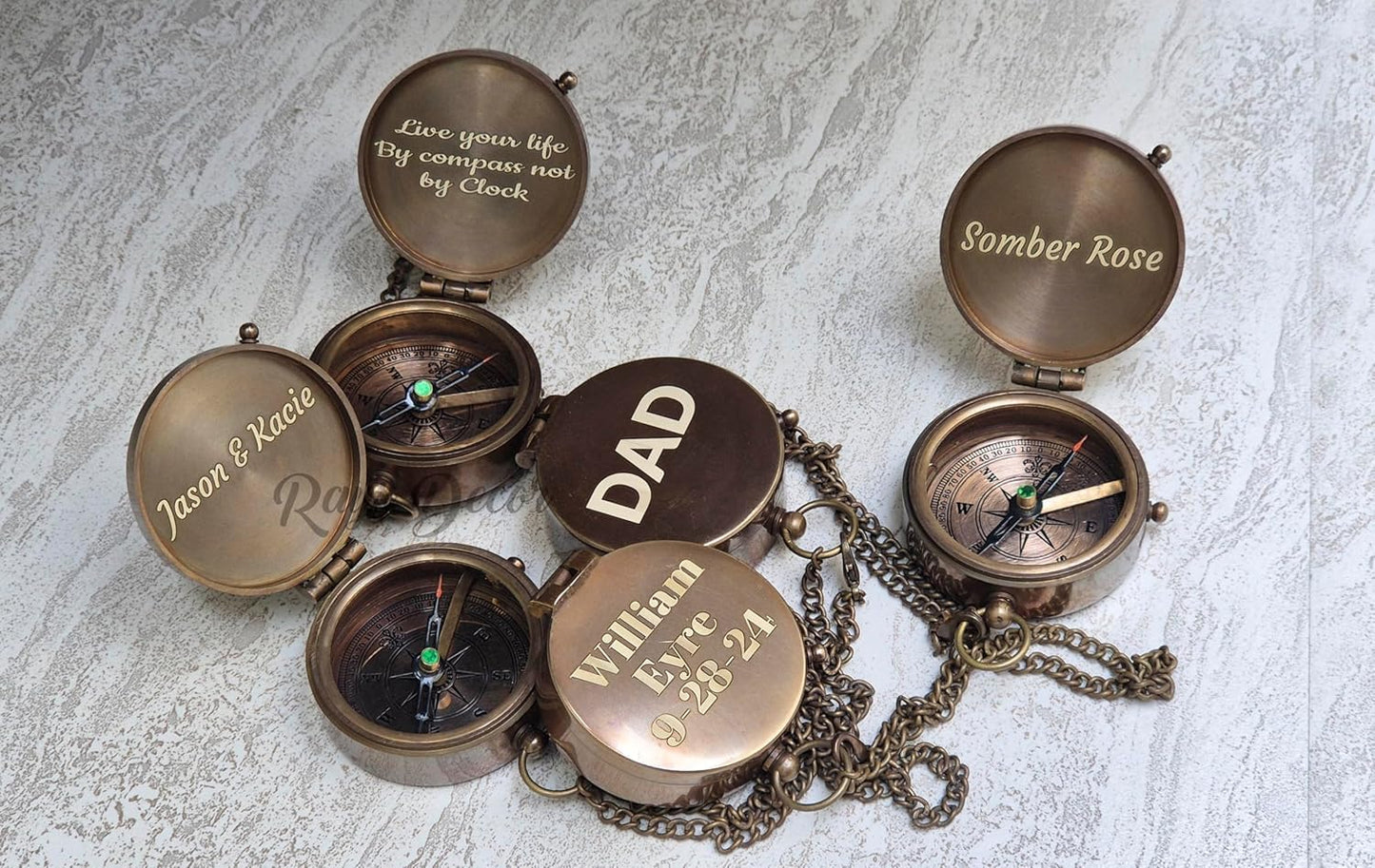 Personalized Engraved Compass Brass Metal Directional Compass with Leather Cover Gift for Husband, Personalized, Communion Gift, Gift for Him & Her, Luxury