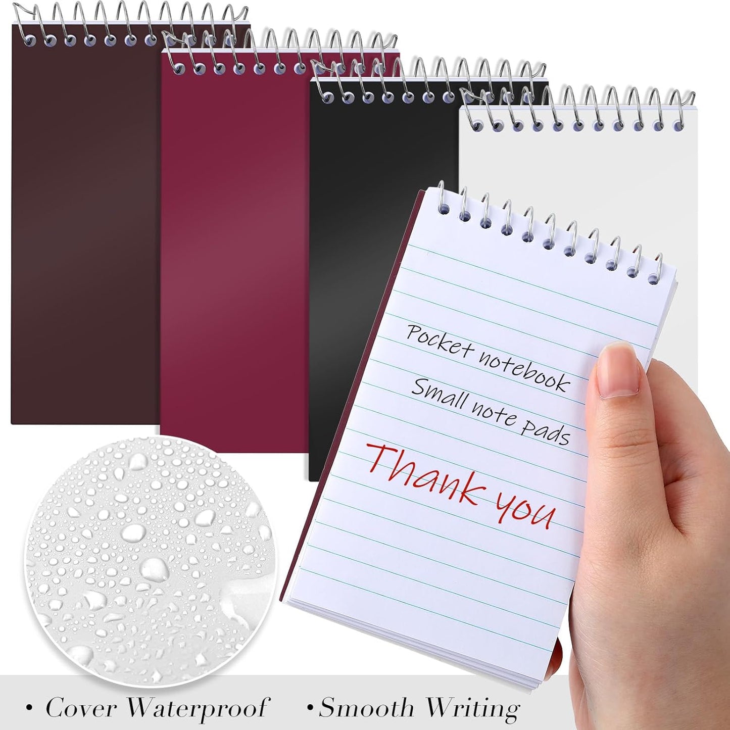 Leinuosen 24 Pcs Spiral Memo Pads 3x5 Inch 75 Sheets College Ruled Small Pocket Notebooks Little Mini Notepads Bulk Top Bound Lined Note Pads for Home School Office Travel Work (Classic Color)