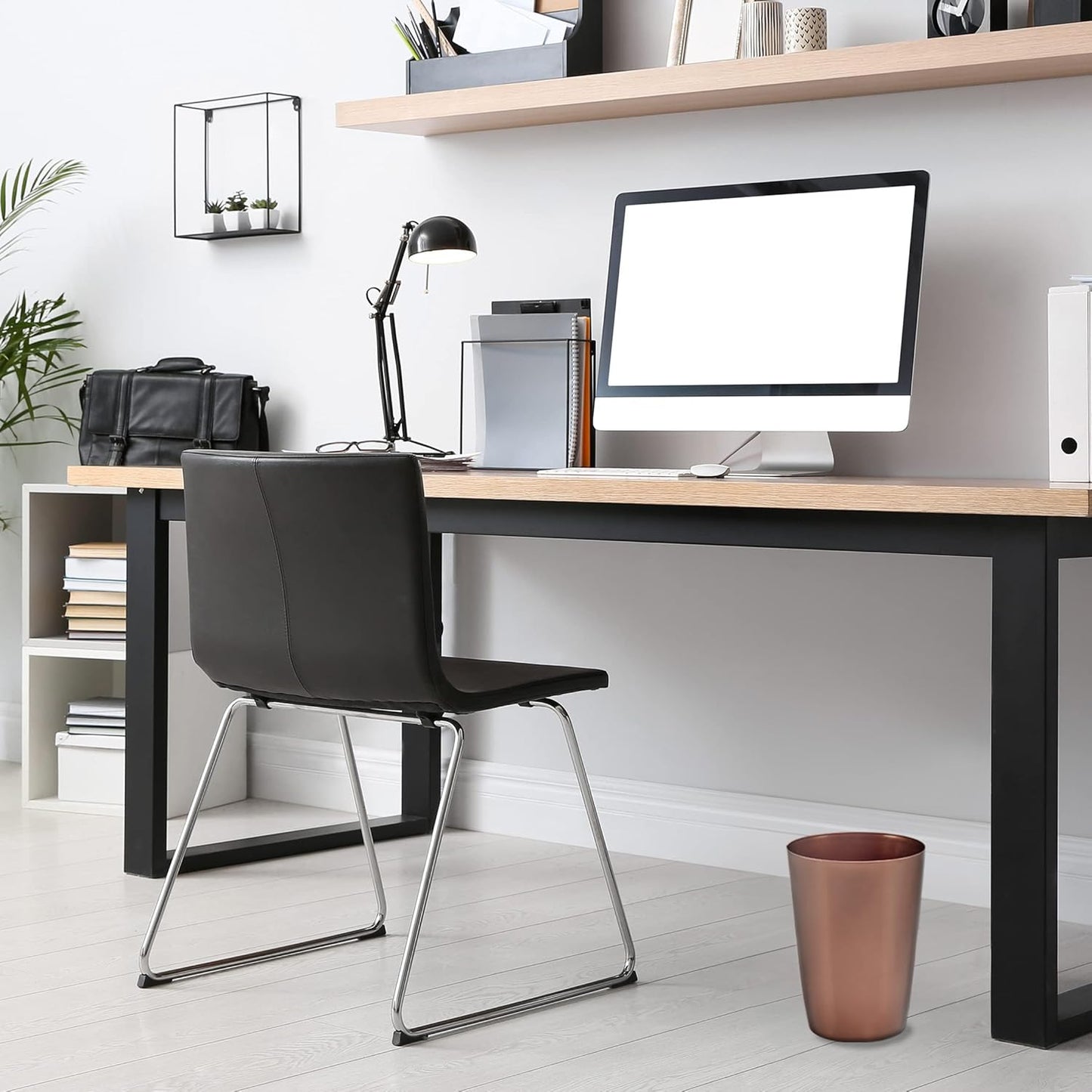 HOLDN’ STORAGE Small Trash Can - Set of 2 Open Top Waste Bin of 1.58 Gallon, Compact Waste Can Perfect for Bathroom, Kitchen, Office, Dorm - Durable Garbage Can - Copper