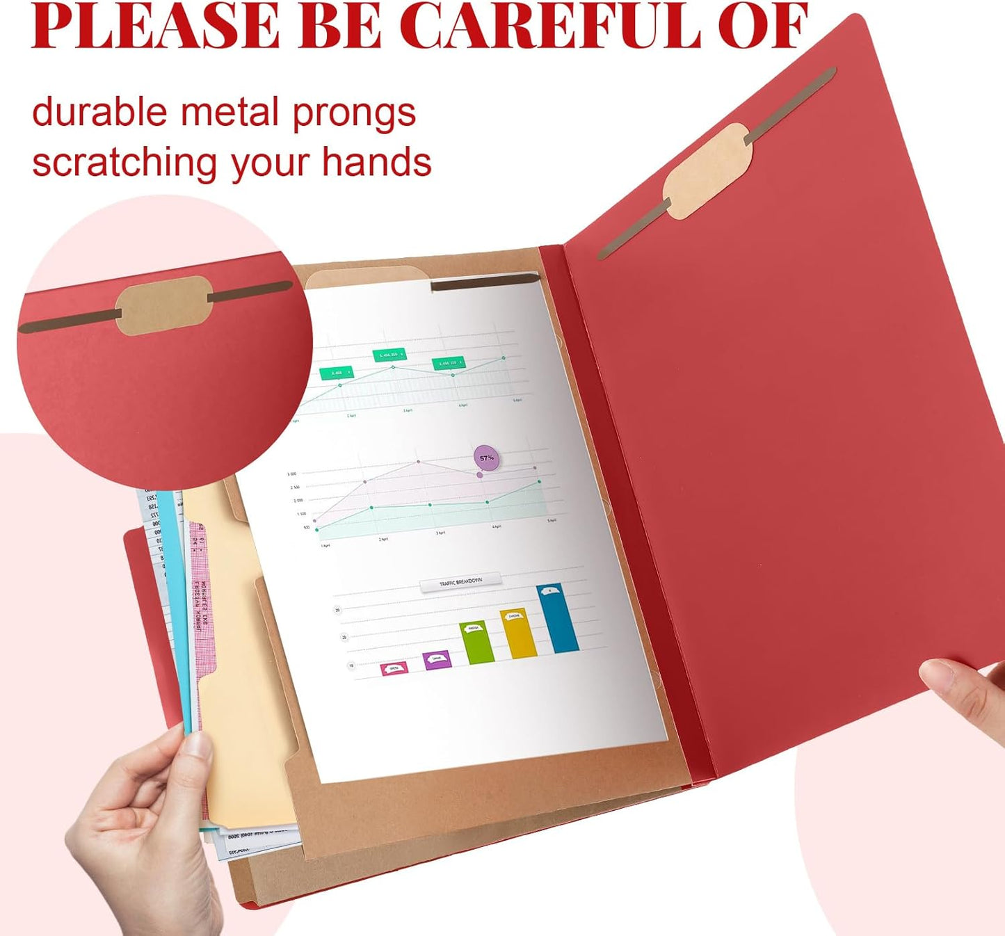 24 Pcs Classification Folders Letter Size, 2 Pocket Dividers Pressboard File Folder with Fasteners, Expanding File Organizer Bulk for Teachers, Clergy, Office, Church, Christmas (Red)