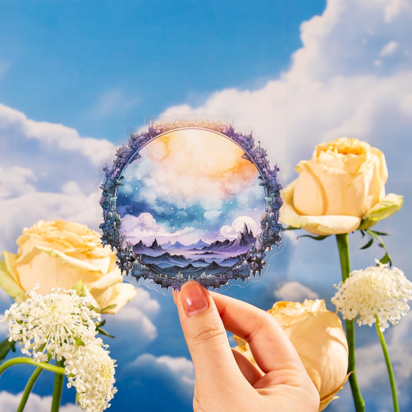 Fantasy Frame PET Sticker Set, 60PCS Board Ephemera for Scrapbooking, Junk Journaling, Crafts, DIY and Art Supplies