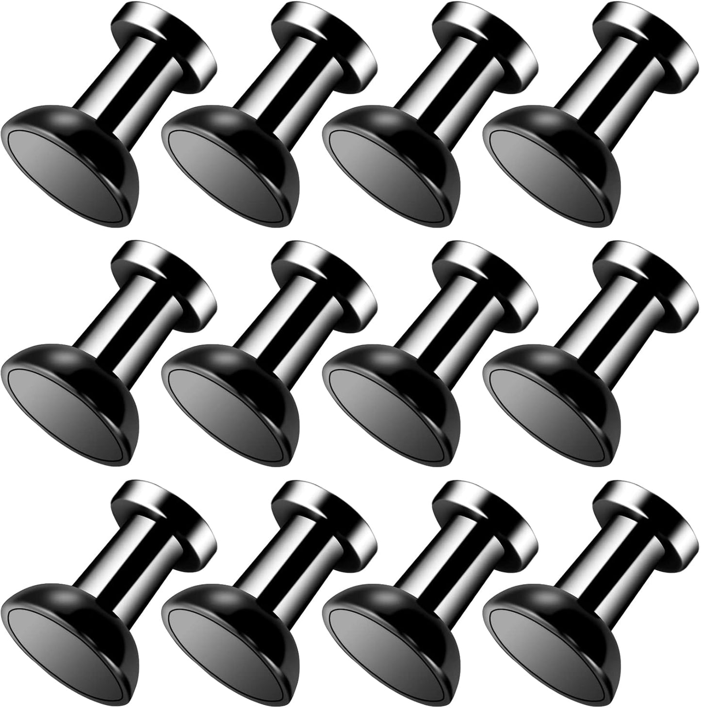 VNDUEEY 12Pcs Black Fridge Magnets Refrigerator Magnet, Metal Magnets for Whiteboard, Small Strong Magnets for Locker, Map, Office, School, Kitchen