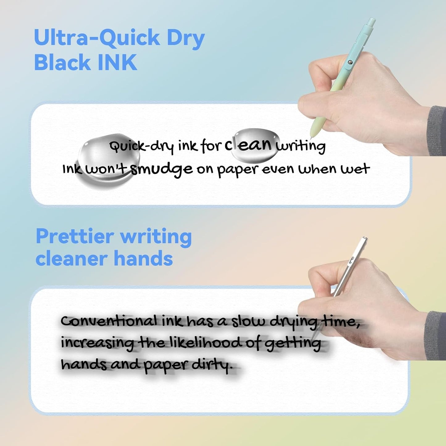 Gel Pens, 5Pcs 0.7mm Fine Point Black Ink Pens With Smooth Wirting,Office Desk Accessories,Quick Dry Pens For Journaling,Ballpoint for School Supplies, Gift for Women Men Student(Gradient)